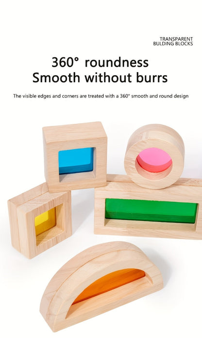 Translucent Acrylic Building Blocks for Kids – Colorful Geometric Construction Toy Set, Sensory Light Table Play, STEM Educational Toy for Toddlers, Birthday Holiday Gift for Boys & Girls Ages 3+