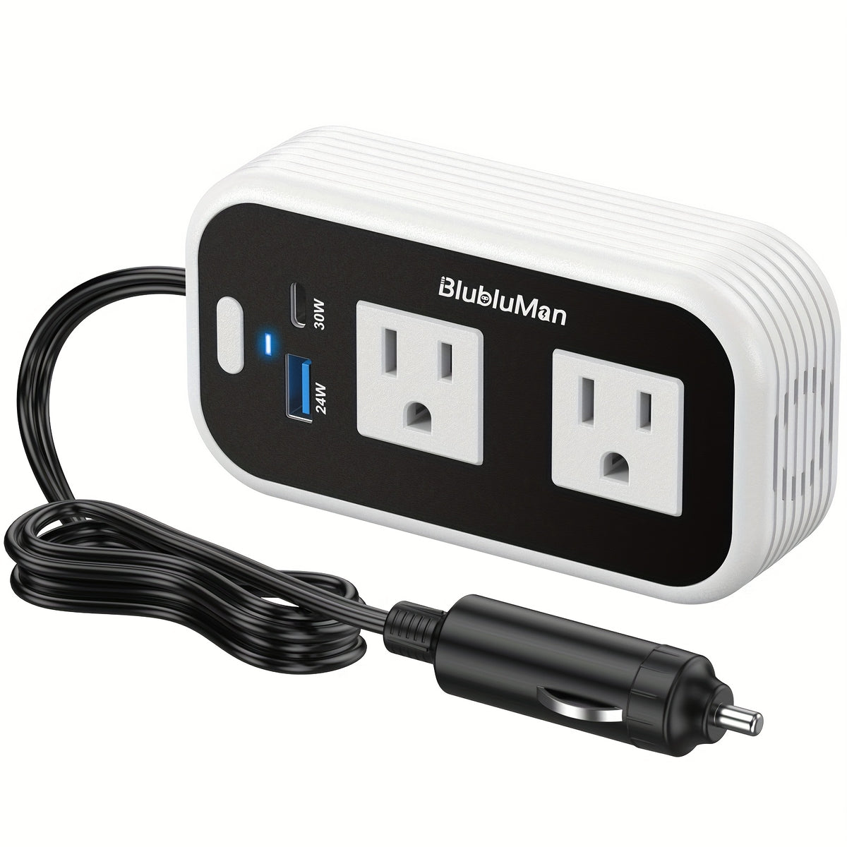 200W Car Power Inverter, Blubluman DC 12V To 110V AC Car Plug Adapter Outlet With 30W PD Charger, QC3.0 Fast Charger 24W, Power Inverter For Vehicles, Outlet For Laptop Computer Charger