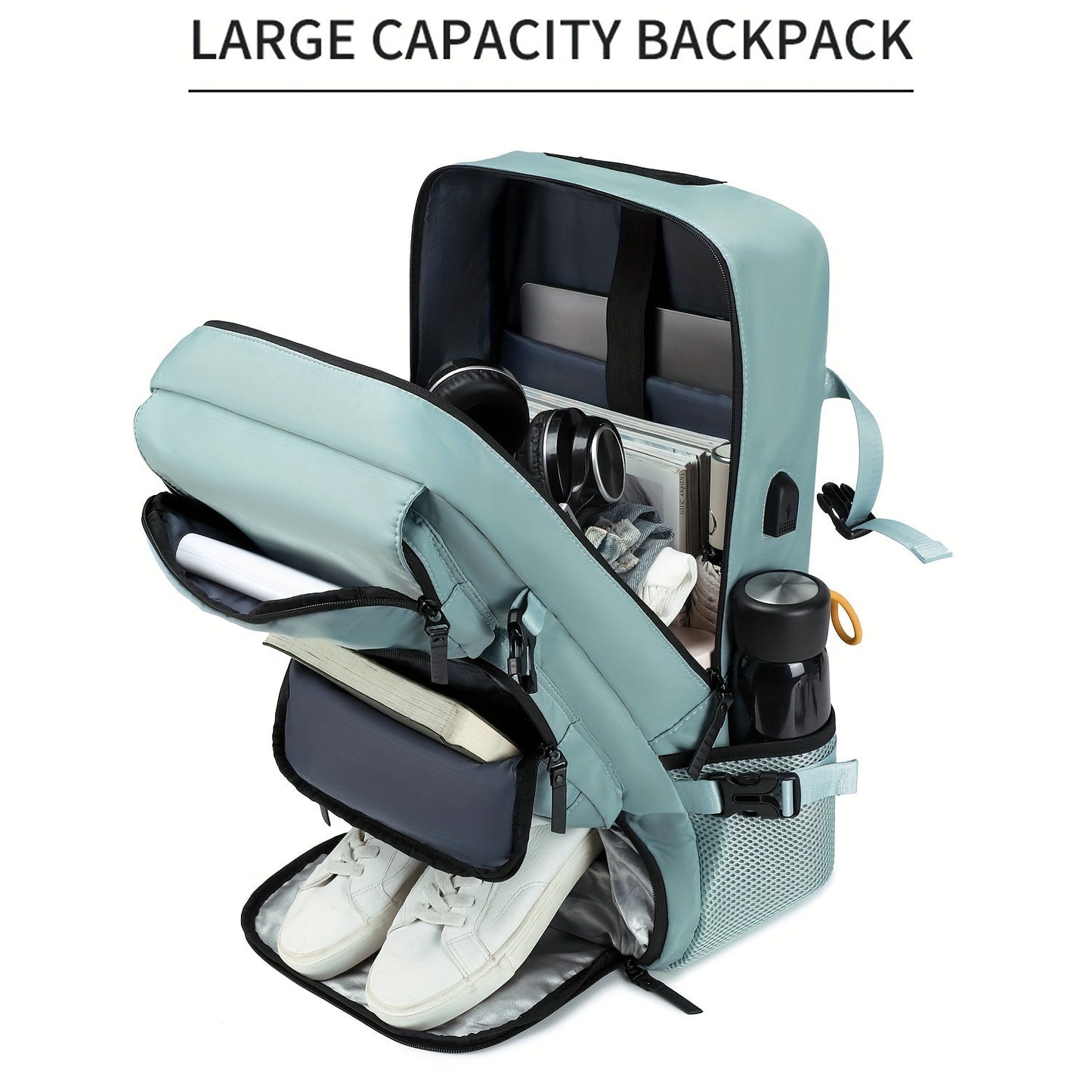 Large Capacity Laptop Backpack with Shoe Compartment & USB Charging Port – Waterproof Soft Shell Daypack for Men & Women, Multi-Functional Travel Rucksack for Business, College & Daily Commute, Multiple Colors Available
