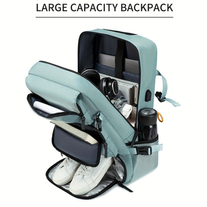 Large Capacity Laptop Backpack with Shoe Compartment & USB Charging Port – Waterproof Soft Shell Daypack for Men & Women, Multi-Functional Travel Rucksack for Business, College & Daily Commute, Multiple Colors Available