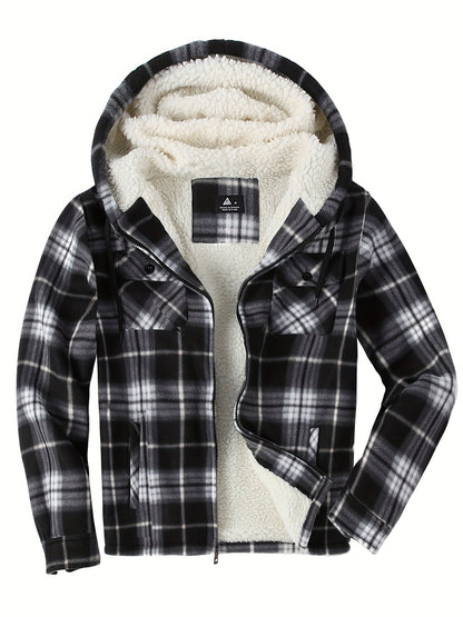 Men's Cozy Faux Fur Plaid Hoodie