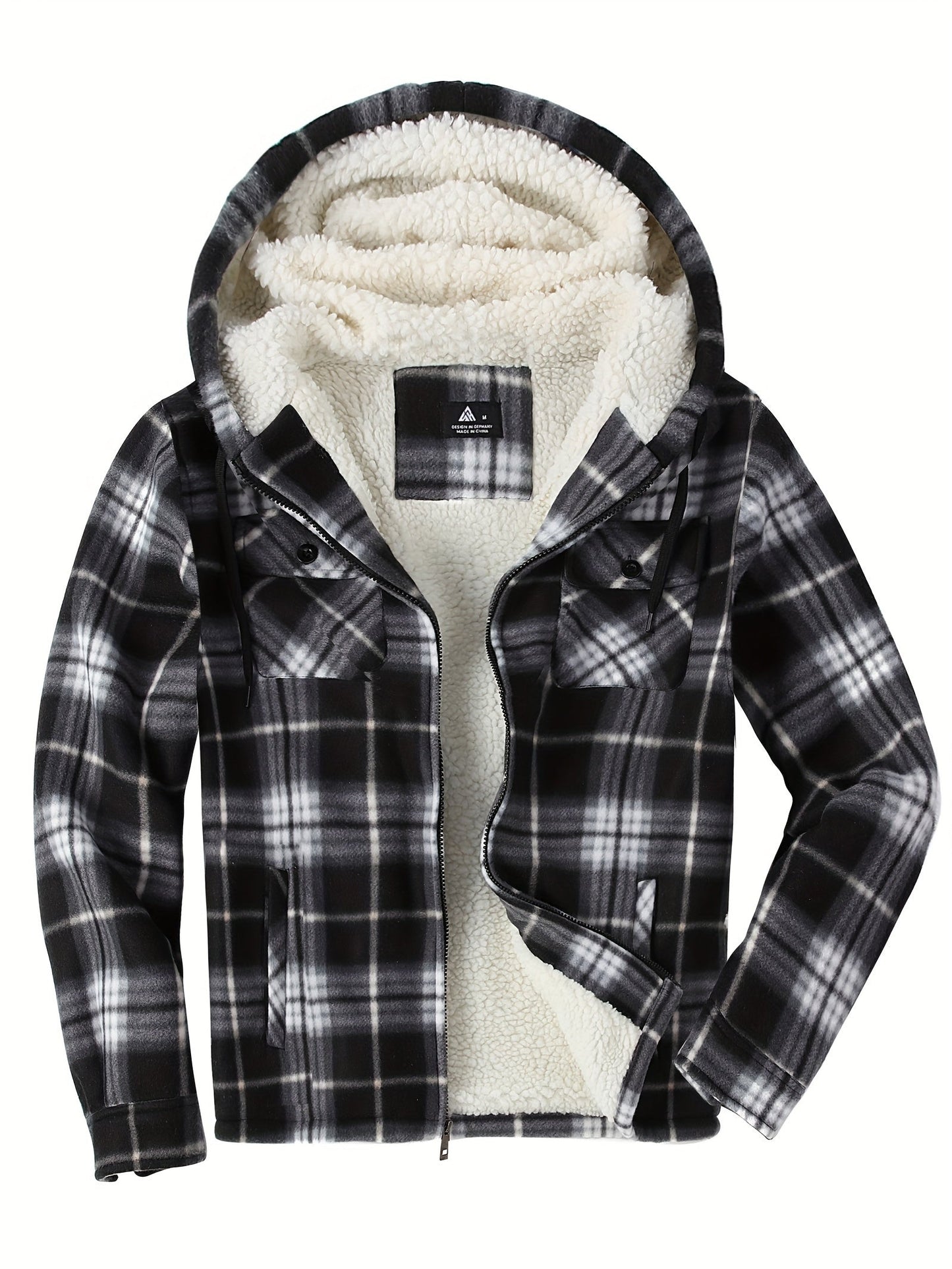 Men's Cozy Faux Fur Plaid Hoodie