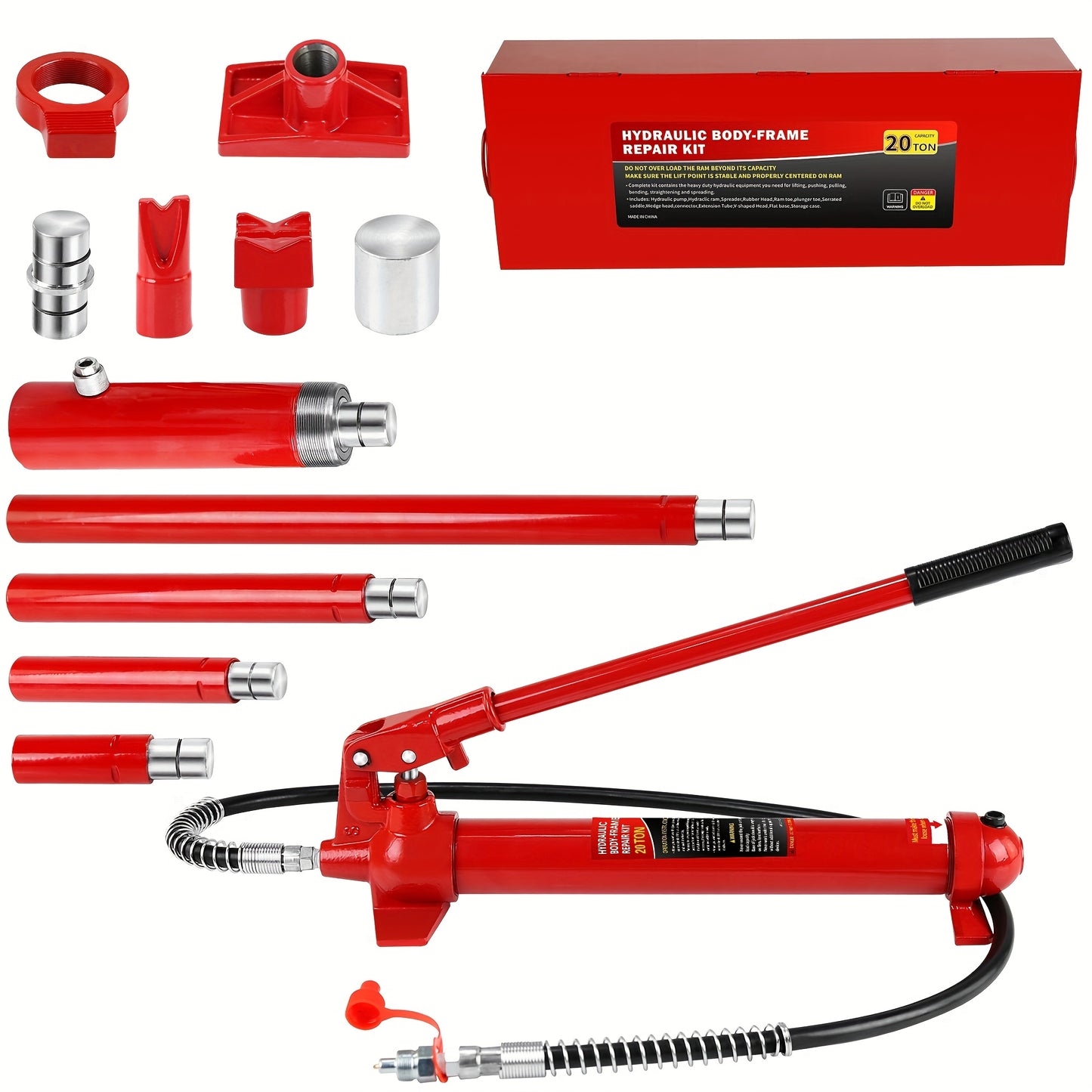4-Ton 10-Ton 20-Ton Split Hydraulic Automotive Sheet Metal Jack, Split Hollow Dent Repair and Straightening Horizontal Vertical Lifting Cup
