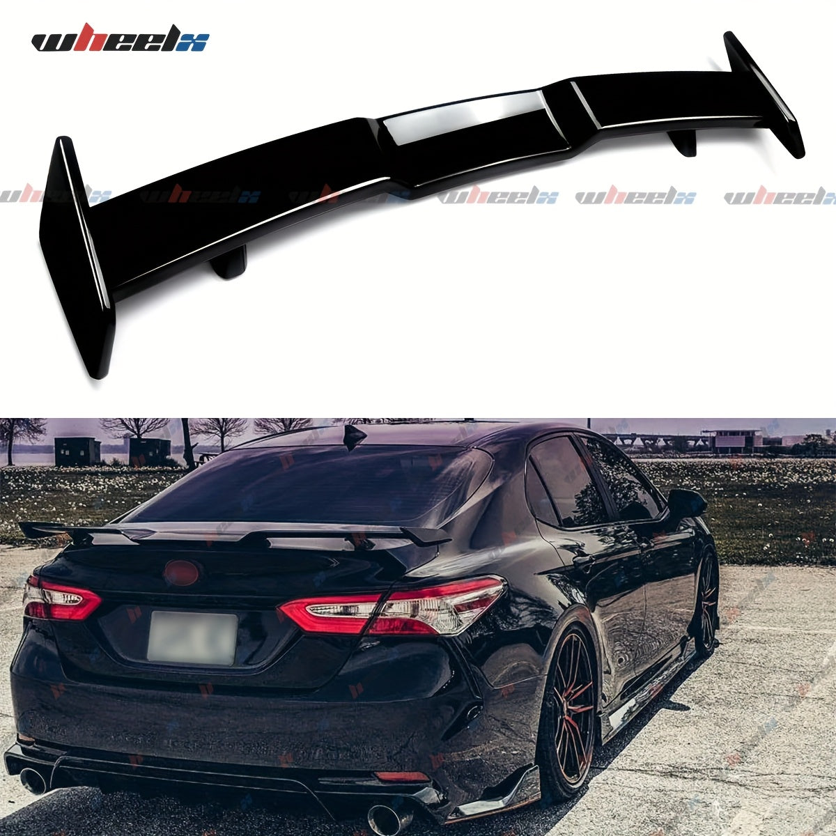 Highkick Trunk Spoiler Wing Lip Compatible with 2018-2024 8th Gen Toyota Camry/ 10th Gen Honda Accord, JDM Style, Gloss Black/ Matte Black/ Carbon Fiber