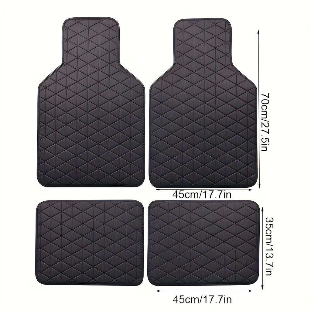 Universal PU Leather Car Floor Mats 4Pcs Set, Non-Slip Backing Waterproof Auto Floor Liners For Cars, SUV, Sedan, Truck, Van, Black