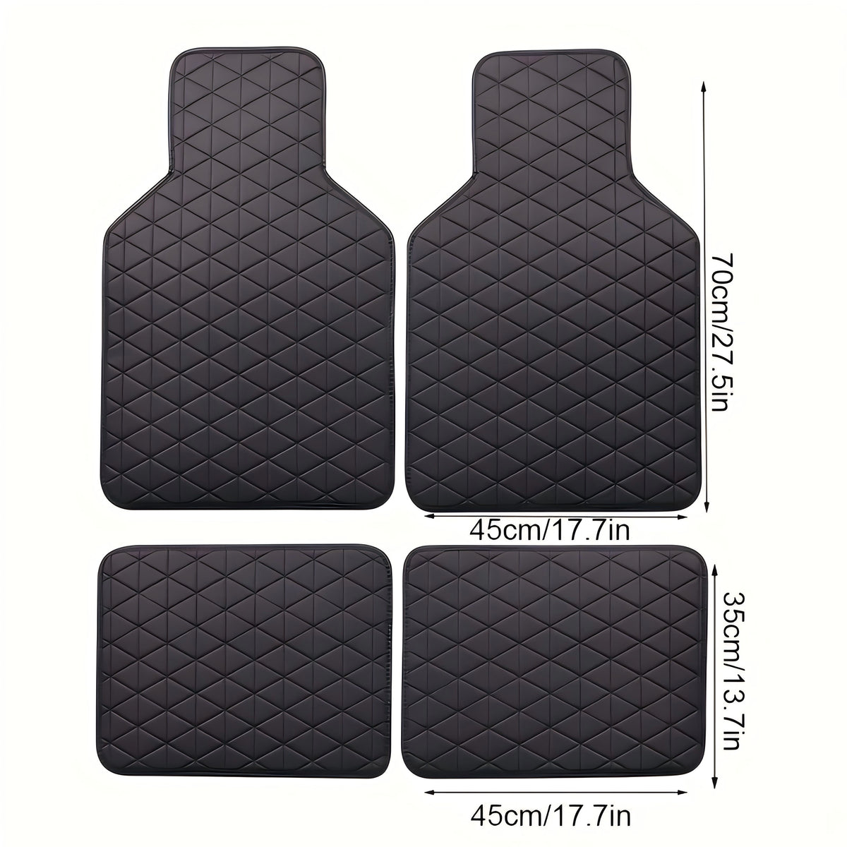 Universal PU Leather Car Floor Mats 4Pcs Set, Non-Slip Backing Waterproof Auto Floor Liners For Cars, SUV, Sedan, Truck, Van, Black