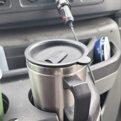 Car Electric Kettle 12V 60W 450ml Stainless Steel Keep Warm 65C Portable Heating Thermos Cup for Trucks Sedans Travel Tea Coffee Gift for Drivers Men Fathers