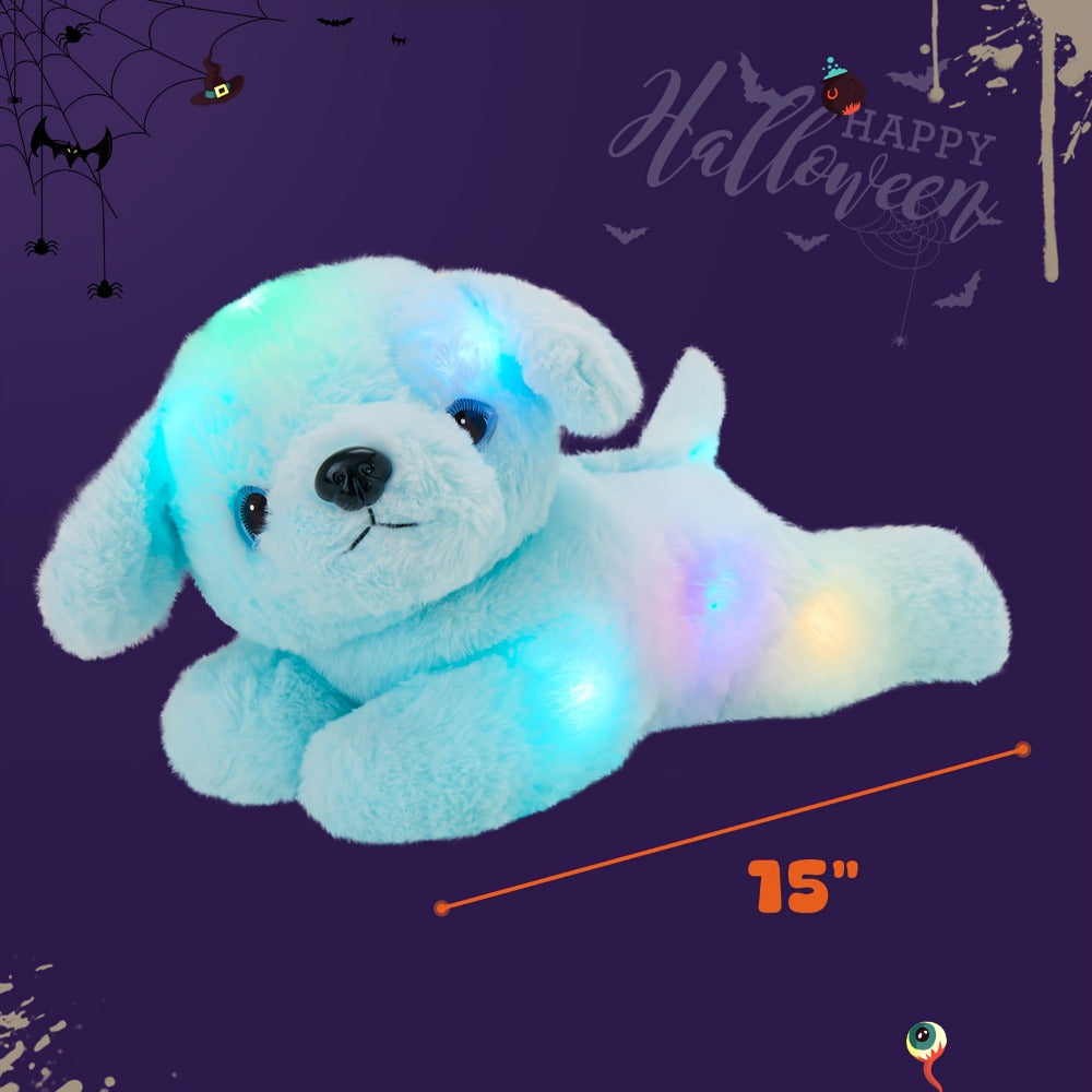 Light-Up Musical Blue Puppy Plush Toy — Glowing Stuffed Animal Dog with Sound & Lights for Kids, Toddlers, Girls & Boys | Soft Cuddly Plush Doll | Birthday Christmas Easter Gift | Room Decor