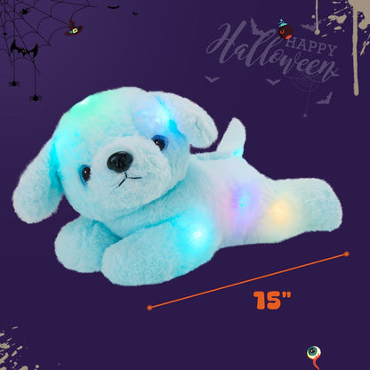 Light-Up Musical Blue Puppy Plush Toy — Glowing Stuffed Animal Dog with Sound & Lights for Kids, Toddlers, Girls & Boys | Soft Cuddly Plush Doll | Birthday Christmas Easter Gift | Room Decor