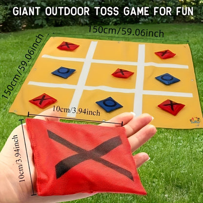 Giant Tic Tac Toe Bean Bag Toss Game Set Outdoor Lawn Game with 4.92ft Cloth 10 Bean Bags Ground Nails Storage Bag for Family Kids Adults Camping Backyard Party Christmas Thanksgiving Gift
