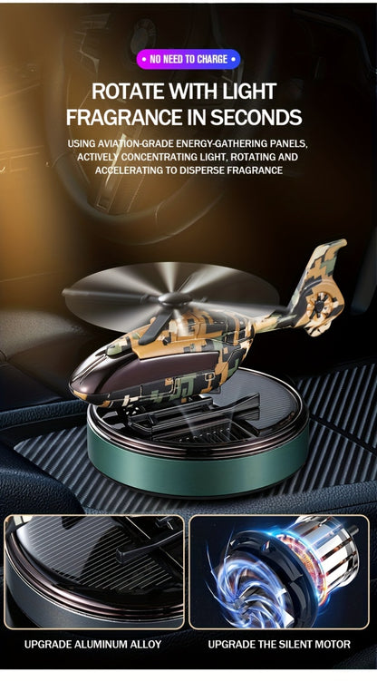 Car Air Freshener Solar Aromatherapy Diffuser Dashboard Helicopter Decoration Perfume Deodorant Auto Interior Accessories Gift for Men Women Alcohol-Free Essential Oil Scent