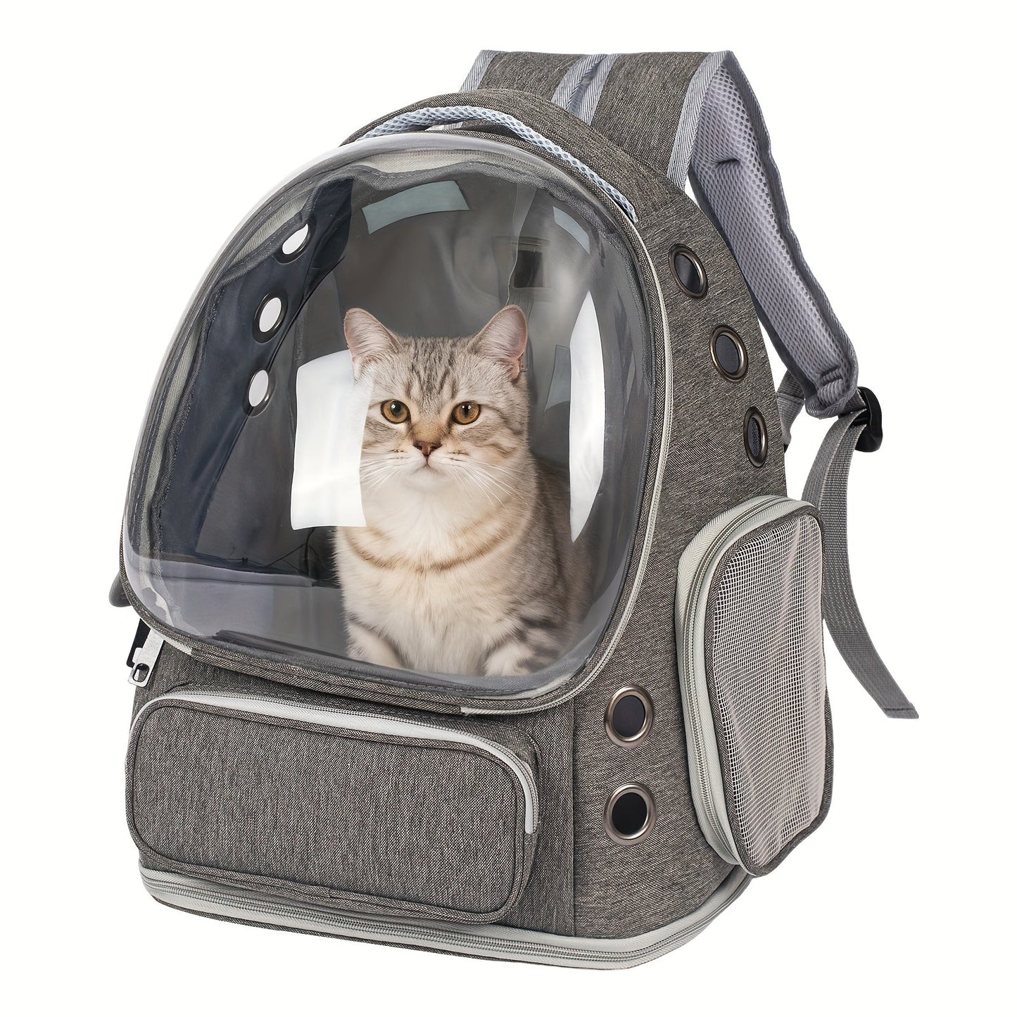 Cat Carrier Backpack Bubble Window Space Capsule Transparent Breathable Travel Bag for Cats & Kittens, Airline Approved Zipper & Pet Door Entry All-Season Cat Backpack, Black Blue Brown Green Gray Pink