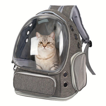 Cat Carrier Backpack Bubble Window Space Capsule Transparent Breathable Travel Bag for Cats & Kittens, Airline Approved Zipper & Pet Door Entry All-Season Cat Backpack, Black Blue Brown Green Gray Pink