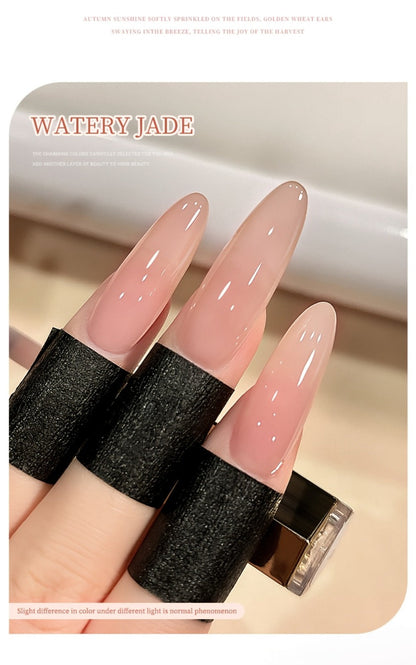 Jelly Gel Nail Polish Set 6 Colors Glass Nail Look Translucent Buildable Coverage 0.51oz Each - Semi-Permanent Soak-Off UV LED High-Gloss Salon Finish Nail Art Kit for Women Shades M14 M16 M17 M18 M19 M20