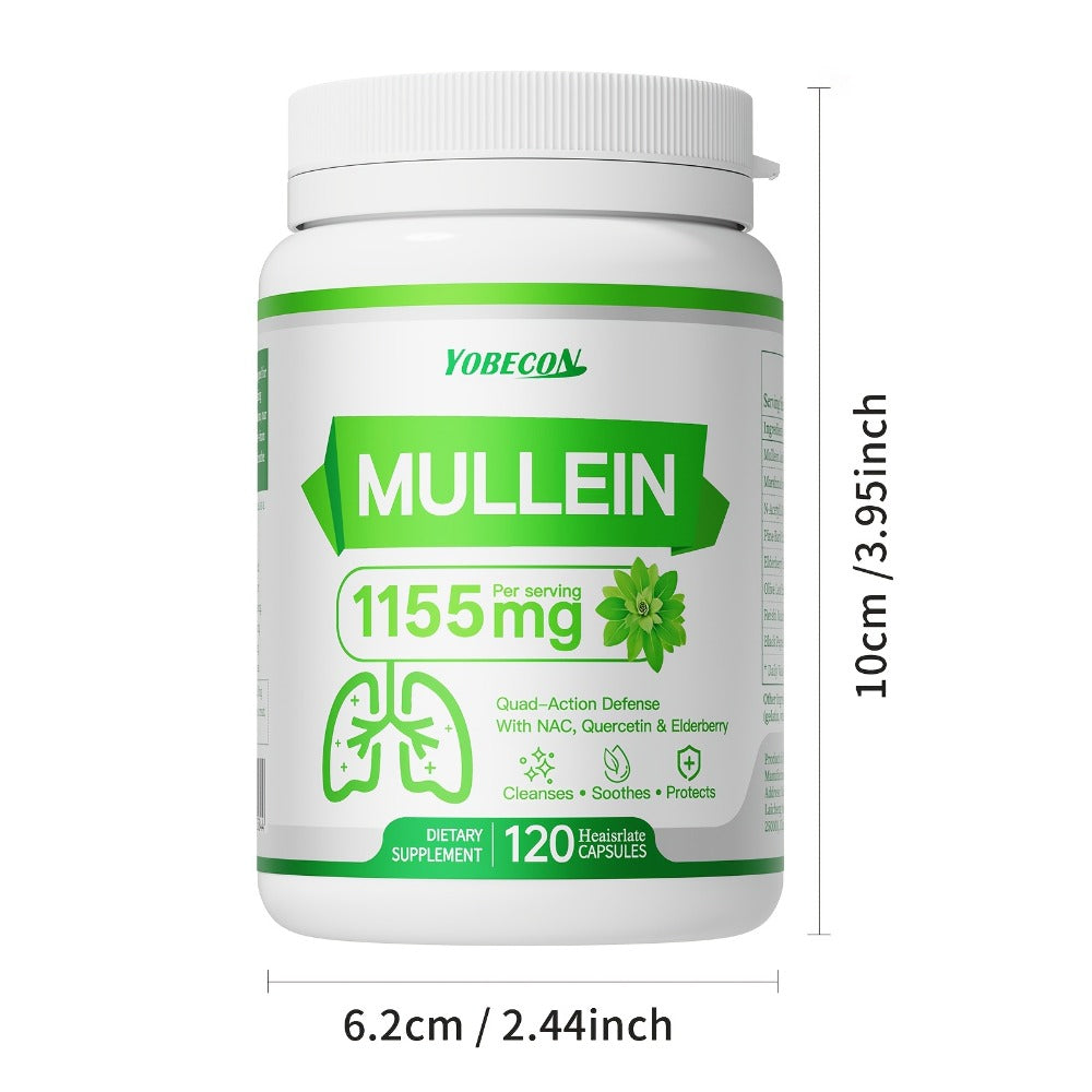 Mullein Lung Cleanse Capsules with NAC 45000mg – Mucus Removal, Dry Cough Relief & Respiratory Support Supplement for Women & Men, Seasonal & Year-Round Immune Health
