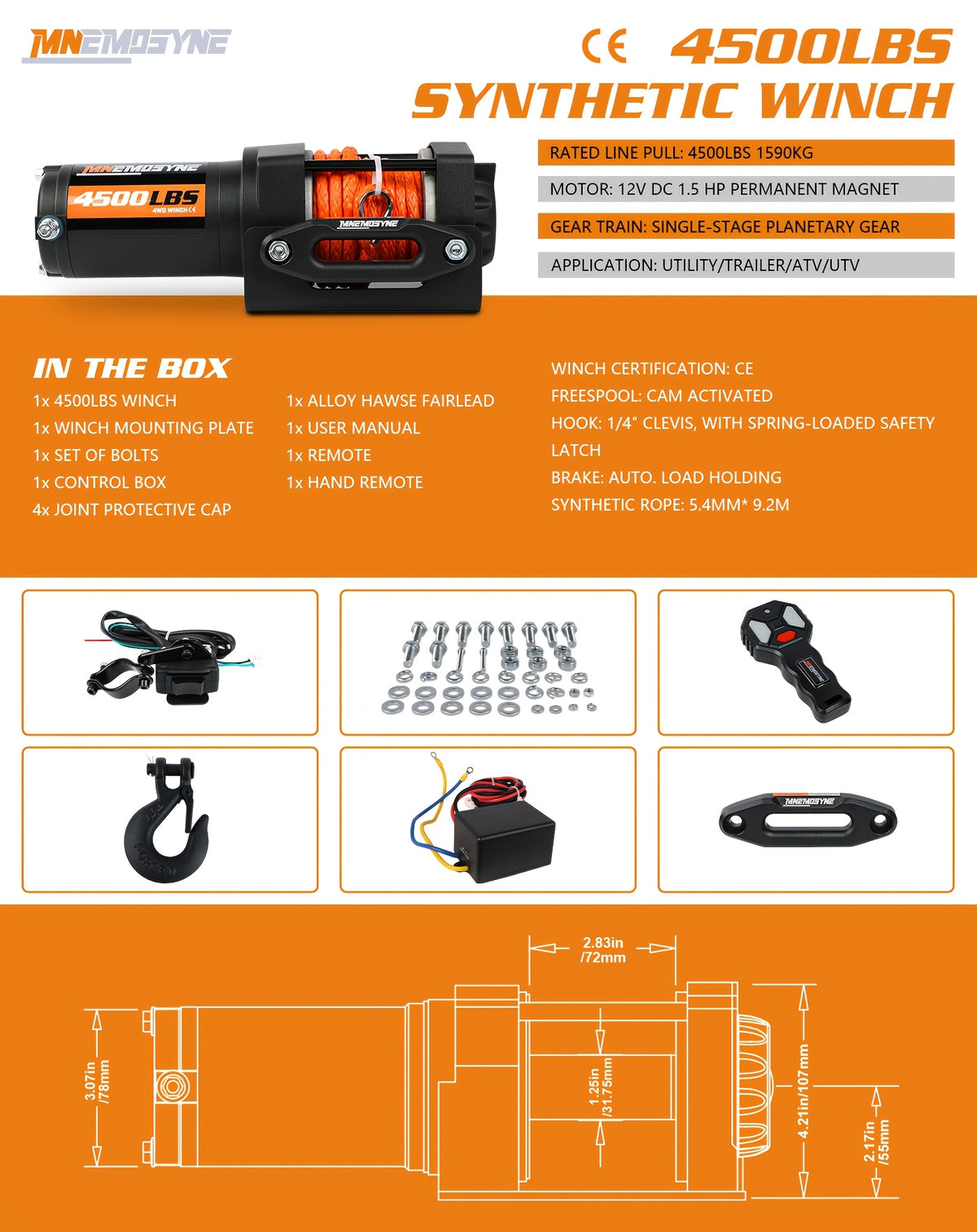 14500lb/5000lb/4500lb/3000lb Electric Winch 12V Winch Steel Cable Synthetic Rope Offroad Towing Trucks Trailers SUVs Offroad Recovery Robust Construction for SUV Trailer Boat Winch ATV UTV ATV Winch Kit 4WD 4X4