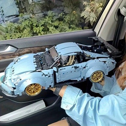 2100PCS Lowrider Sports Car Building Blocks Set for Adults – Misty Blue Model Kit Desktop Ornament & Room Decor, Cool Gift for Men, Car Enthusiasts, Valentine's Day Birthday Christmas (Set 1 / Set 2)
