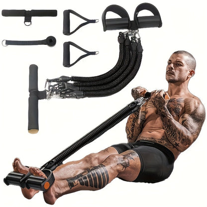 Resistance Band Foot Pedal Puller – TPE Stackable Exercise Bands for Sit-Ups, Leg & Ab Workouts, Adjustable Strap, 50 / 100 / 150 lb Options, Home Gym Strength Training for Men & Women, Black