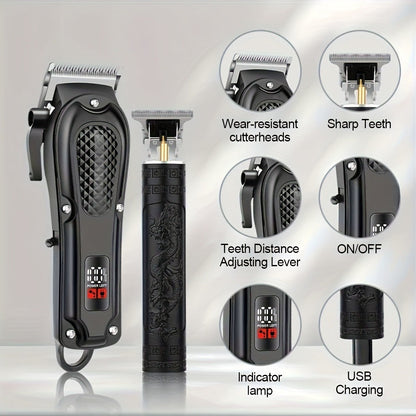 Multi-Piece Hair Clipper Kit for Men – USB Rechargeable Cordless Electric Trimmer Set, 2-Piece & 4-Piece Home Travel Barber Tool, Black Blue Gold Grooming Gift