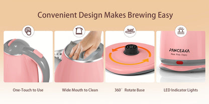 Hot Water Boiler Electric Kettle 1.8L Stainless Steel Fast Boiling Auto Shut-Off Countertop Instant Kettle for Coffee Tea Maker Pink White