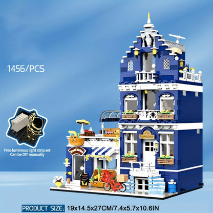 Modular City Building Blocks Set – European Architecture Grocery Store & Market Street, 3-Level Mini Brick Model Kit for Adults & Teens, Creative Assembly Home Decor Display Piece, Great Gift