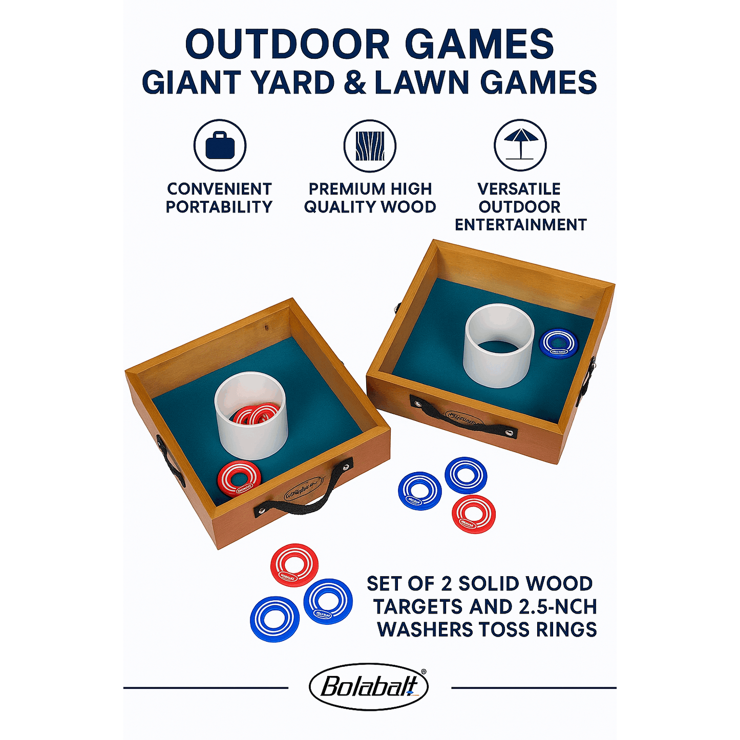 Outdoor Lawn Toss Game Set – Washer Toss & Ladder Toss for Backyard Party, Portable Yard Games for Adults Kids Family, Includes Carrying Case, Fun for Tailgate Camping Beach BBQ Gatherings