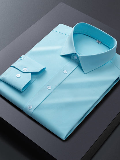 Men's Solid Long Sleeve Dress Shirt - Stretch 3