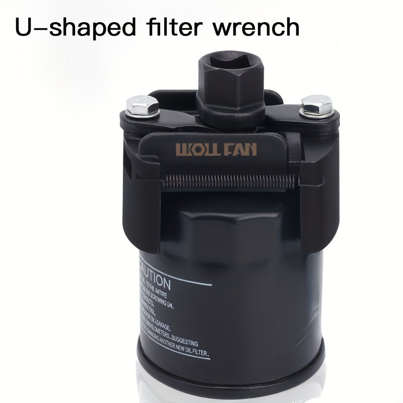 Adjustable Oil Filter Wrench with German U-shaped Double-jaw Reversible Mechanism, Heavy-duty Ferrous Metal Structure, Hexagonal Socket and Adjustment Knob-multifunctional Automobile Engine Maintenance Tool
