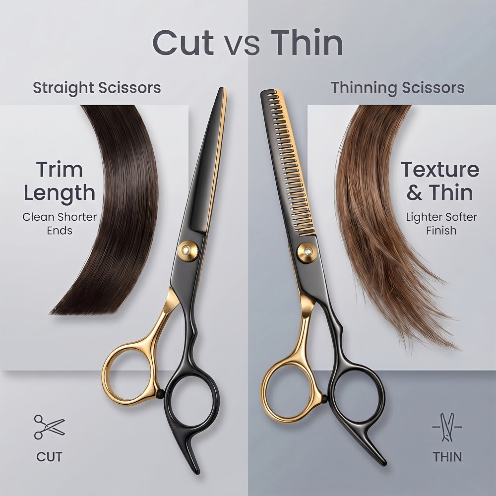 Hair Cutting Scissors Kit 13 Piece - Professional Barber Shears Set with Thinning Shears, Blending Scissors & Accessories, Complete Salon Home Haircut Kit for Men & Women All Hair Types