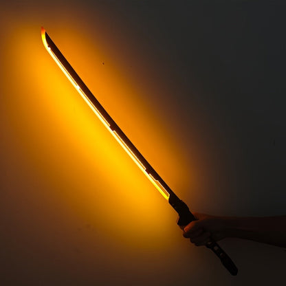LED Cyberpunk Katana Prop 80cm Acrylic Luminous – 1:1 Scale Sci-Fi Glowing Sword for Cosplay Halloween Masquerade Party Display Collectible Blunt Safe Red Orange Green