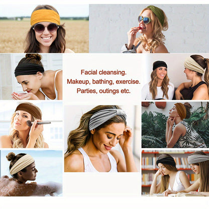 Stretchy Headbands 20 Pack for Women & Men – Soft Sweat-Wicking Non-Slip Elastic Turban Knot Hair Wraps Breathable Solid Colors for Yoga Running Gym Workout Daily Fashion Bulk Set