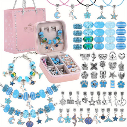 Bracelet Making Kit for Girls & Women – DIY Unicorn Mermaid Jewelry Craft Set with Portable Jewelry Box, Handmade Beaded Bracelet, Birthday Christmas Valentine's Day Graduation Gift