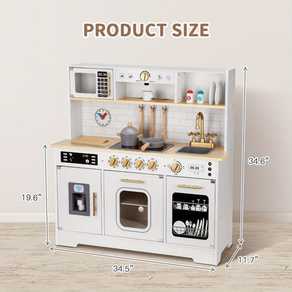 Kids Play Kitchen Set with Sink Oven Stove Dishwasher Coffee Maker Ice Maker Microwave – Realistic Pretend Play Kitchen for Toddlers Boys Girls Ages 3 4 5 6+