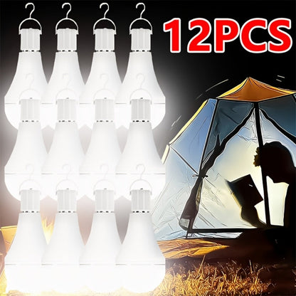 Rechargeable Emergency LED Bulb IP54 Waterproof 2000mAh 60W Equivalent 6000K with Hook – E27 E26 Universal Base Wireless Portable Auto-On for Home Office Camping Outdoor Power Outage, 4 8 10 12 Pack