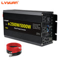 2500W Power Inverter 5000W (Peak) 12V to 110V DC to AC with LCD Display, Remote Controller 4 x AC Outlets and 4 x 3.1A USB Car Adapter for Car Truck Boat RV Solar System