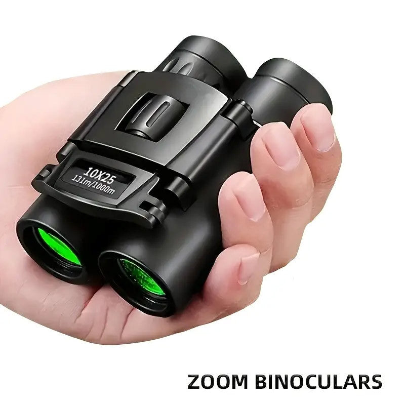 Compact Binoculars 10x25 Mini Pocket Size with Smartphone Adapter, Lightweight HD Binoculars for Bird Watching Hunting Concerts Hiking Travel, Small Portable Telescope for Adults and Kids