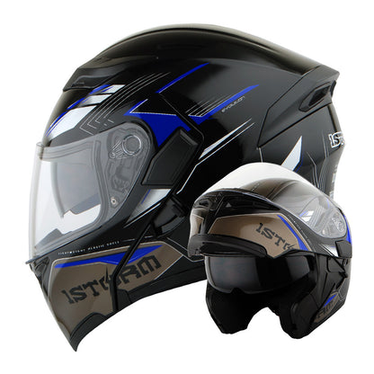 Motorcycle Modular Full Face Helmet Flip Up Dual Visor Inner Smoked Shield Lightweight Aerodynamic Thermoplastic Shell Removable Washable Interior for Men Women, Multiple Colors S M L XL