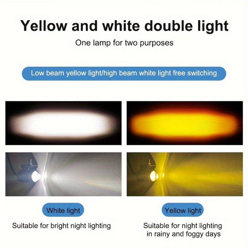 LED Work Lights 2pcs 24W Super Bright – Dual Color White & Amber, 9-36V Universal Fit for Car Truck ATV Off-Road SUV, Waterproof Driving Work Lamp Set