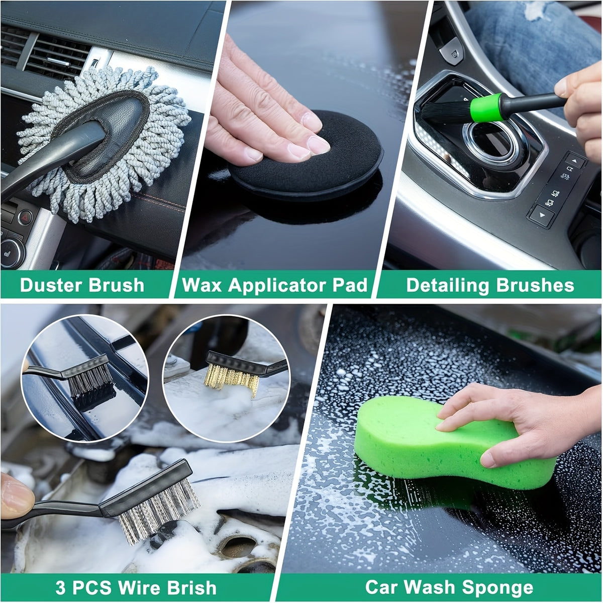 FCLUSLL 17/24/29/32/35pcs Car Cleaning Kit, Including Portable Vacuum Cleaner, Windshield Cleaning Tool, Car Drill Brush Set, Interior Brush Set, Full Interior Care Set, Cleaning Set, Holiday Gift for Family And Friends