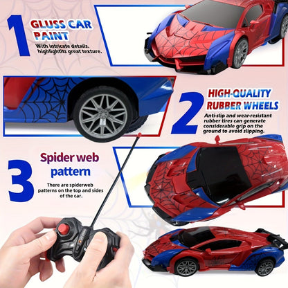 Spider Robot RC Car for Kids 1:18 with LED Lights – One-Button Transform Police Car Stunt Toy, 2.4GHz 45M Range 360° Drift Deformation Vehicle for Boys & Girls Ages 3 4 5 6, Birthday Christmas Gift