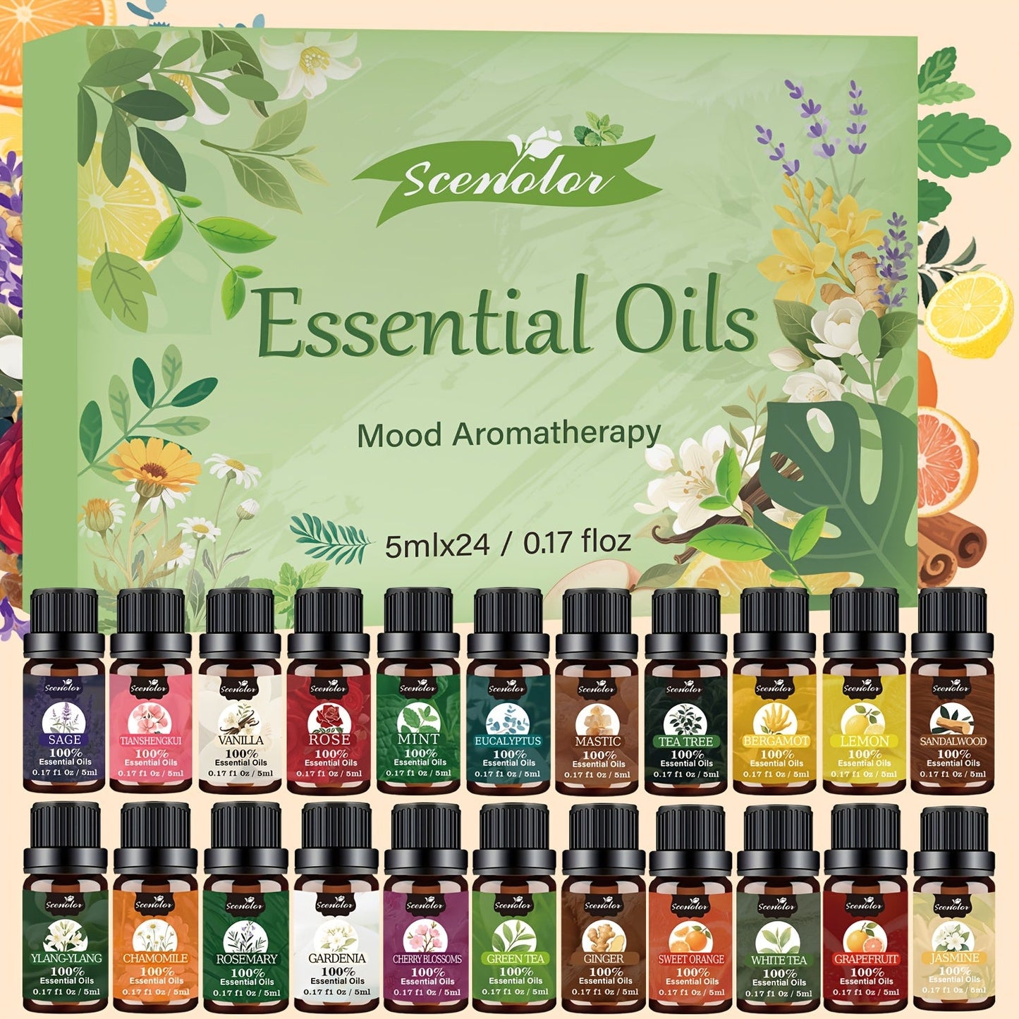 Fragrance Essential Oil Gift Set – Premium Hotel Scent Diffuser Oils for Candle Making, Aromatherapy & Home Fragrance | 12 or 24 Piece Set