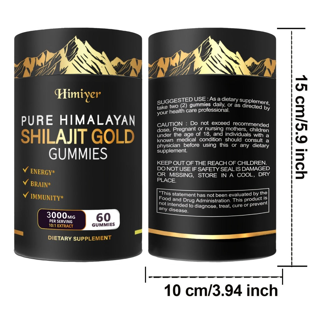 Shilajit 3000mg Supplement with Ginger Ginseng Ashwagandha Hoofgrass - 5-in-1 Adaptogen Complex for Energy Stamina Vitality & Stress Relief - Multi-Mineral Formula for Men & Women