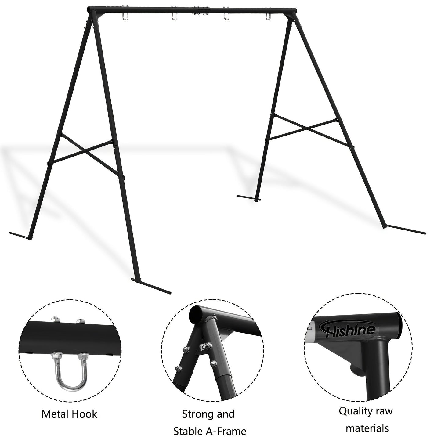 Heavy Duty Swing Set Frame – Full Steel A-Frame Outdoor Swing Stand with Ground Stakes, Supports 2 Swings & Up to 550 LBS, Backyard Playground Equipment for Kids (Swings Not Included, 2 Colors)