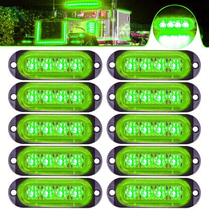 10pcs LED Side Indicator Lamps for Cars & Trucks - Amber/White/Red, 12-24V, High-Visibility External Lamps for Motor Vehicles, Motor Vehicle Lighting|Modern Truck Lamps|Durable Construction, Truck Accessories, Without Battery