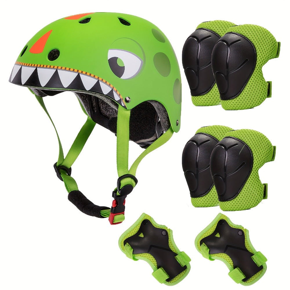 Kids Bike Helmet with Knee and Elbow Pads – Adjustable Protective Gear Set for Ages 5-14, Lightweight 350g with Ventilation, for Bike Scooter Roller | Best Safety Gift for Boys and Girls