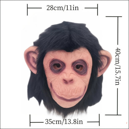 Gorilla Mask Adult Realistic Natural Latex Animal Head Costume – Funny Halloween Cosplay Role Play Holiday Gift, Orangutan & Open-Mouth Gorilla Styles