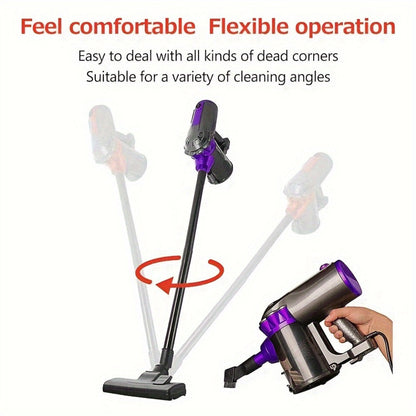 600W 4-in-1 Handheld Stick Vacuum Cleaner 20Kpa Strong Suction Low Noise Design - Lightweight Portable for Pet Hair, Hard Floors & Carpets, 110V Electric Vacuum with Multiple Attachments, Orange & Purple