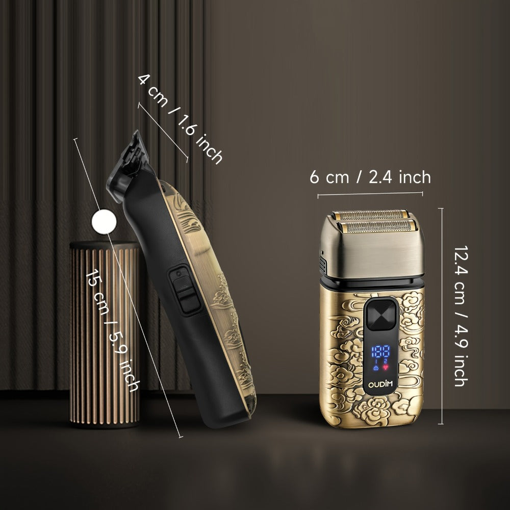 Cordless Electric Foil Shaver Grooming Kit for Men with Barber Shears Beard Mustache Trimmer Bald Head Razor Haircutting Set Father's Day Birthday Gift for Dad Husband