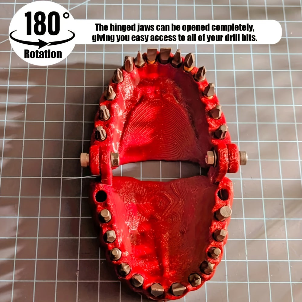 Drill Bit Holder with Base & 28-Piece 1/4" Hex Drill Bits – 2-in-1 Desktop Screwdriver & Desk Organizer Gadget, Unique Tool Gift for DIY Enthusiasts & Home Workshop