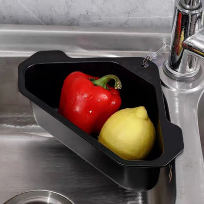 Kitchen Drain Strainer Basket 304 Stainless Steel Triangular Corner Sink Filter – Food Scrap & Leftover Catcher for Kitchen Sink & Wash Basin, Rust-Proof Easy Clean Drain Basket Silver